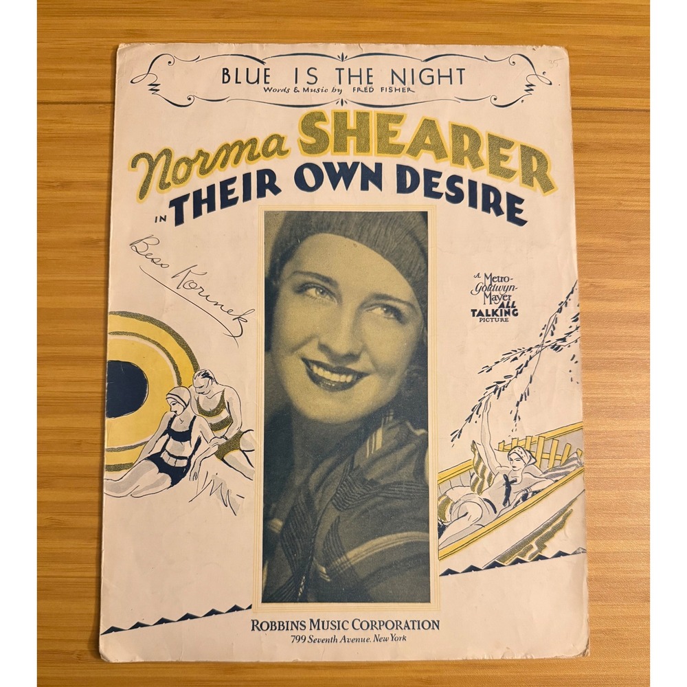 Norma Shearer in Their Own Desire 1929 Sheet Music Blue is the‎ Night Robbins
